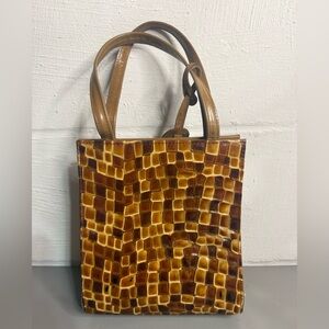 El Portal Brown Vintage Mini Mosaic Patterned Handbag